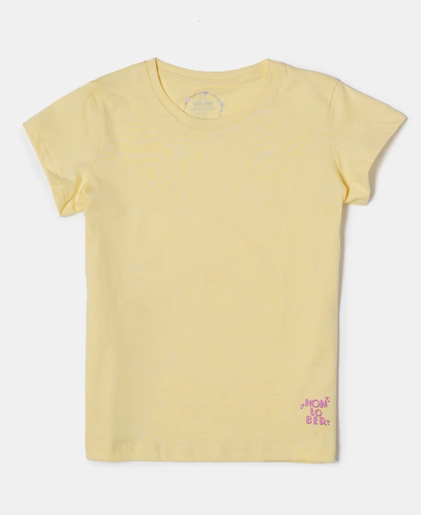 Super Combed Cotton Short Sleeve T-Shirt and Printed Pyjama Set - Pale Banana-2