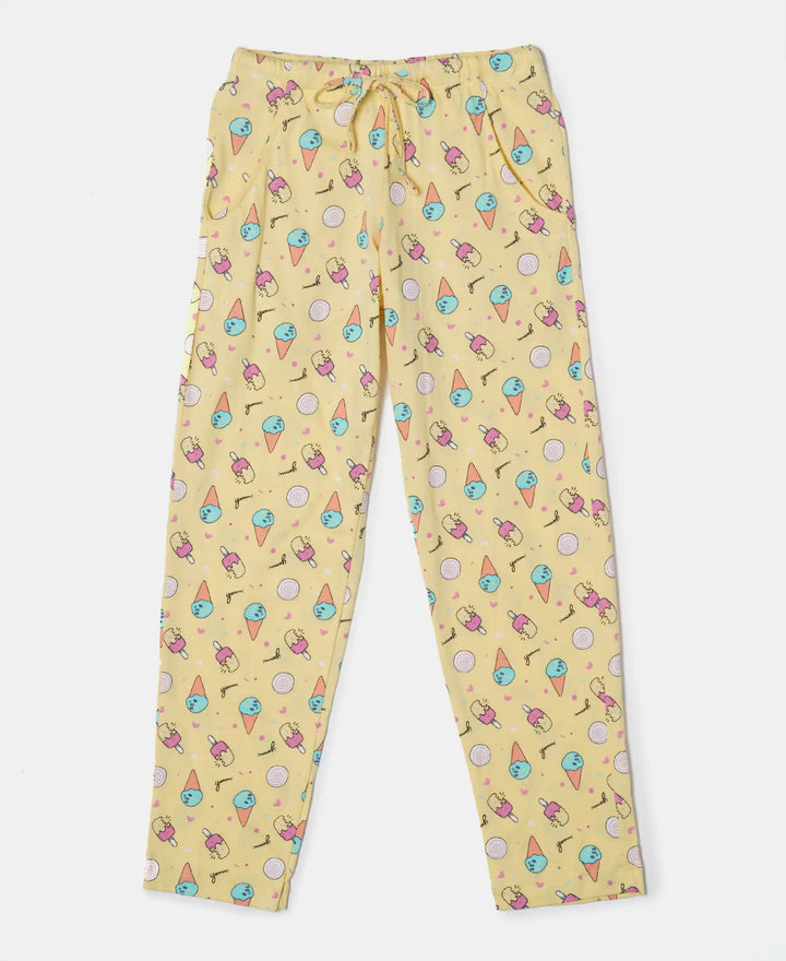Super Combed Cotton Short Sleeve T-Shirt and Printed Pyjama Set - Pale Banana-4