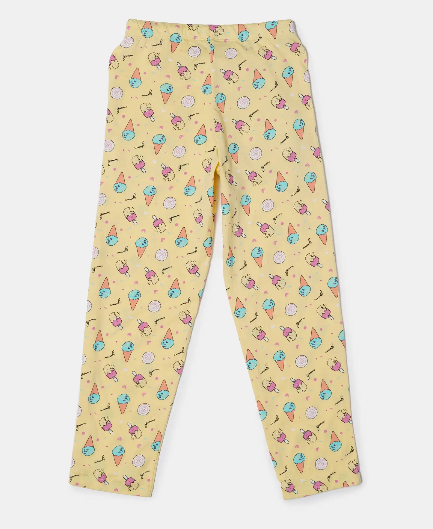 Super Combed Cotton Short Sleeve T-Shirt and Printed Pyjama Set - Pale Banana-6