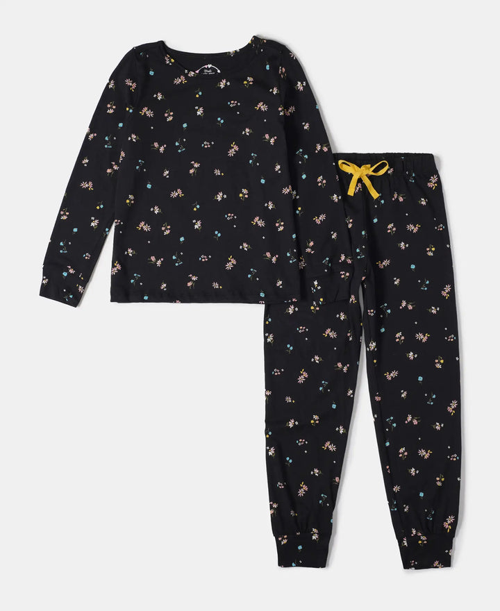 Super Combed Cotton Printed Full Sleeve T-Shirt and Pyjama Set - Assorted-1