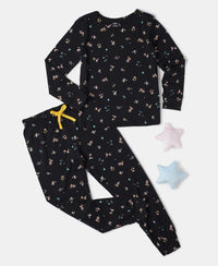 Super Combed Cotton Printed Full Sleeve T-Shirt and Pyjama Set - Assorted-7