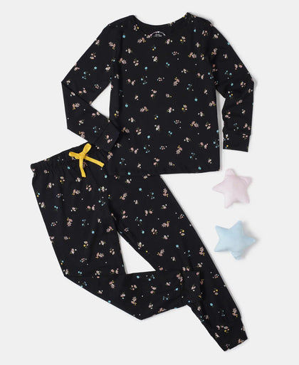 Super Combed Cotton Printed Full Sleeve T-Shirt and Pyjama Set - Assorted-7