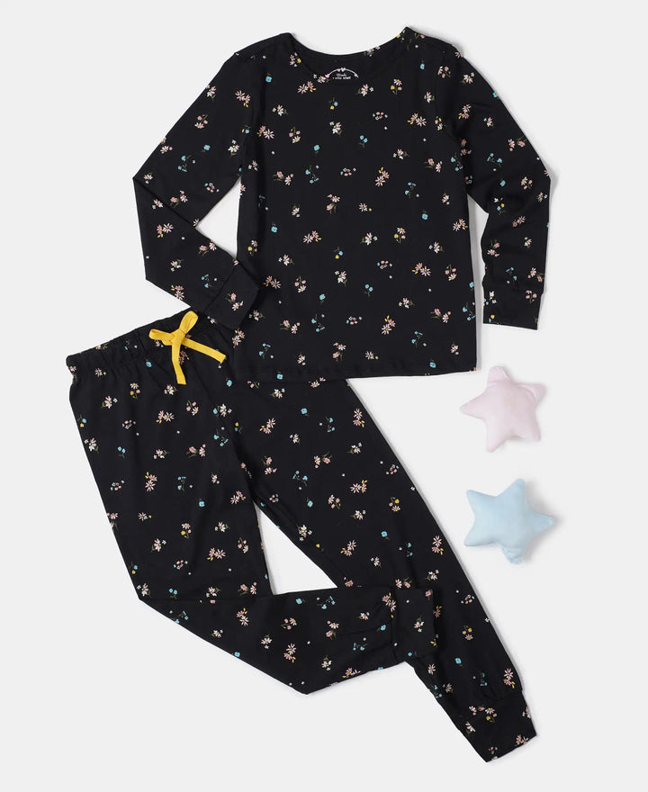 Super Combed Cotton Printed Full Sleeve T-Shirt and Pyjama Set - Assorted-7