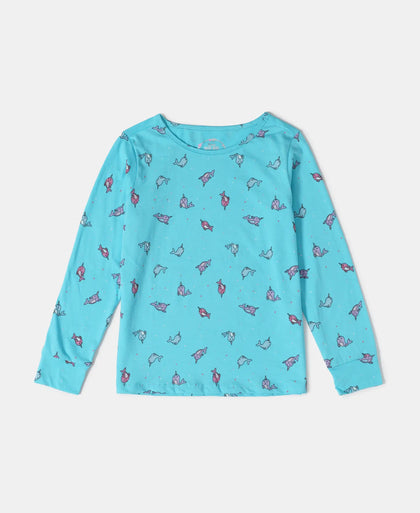 Super Combed Cotton Printed Full Sleeve T-Shirt and Pyjama Set - Blue Radiance AOP-2