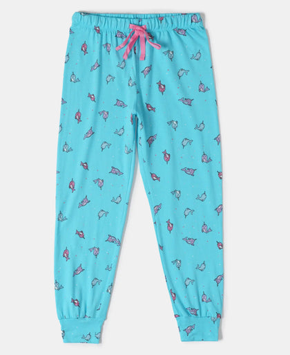 Super Combed Cotton Printed Full Sleeve T-Shirt and Pyjama Set - Blue Radiance AOP-4