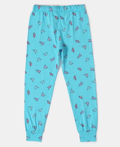 Super Combed Cotton Printed Full Sleeve T-Shirt and Pyjama Set - Blue Radiance AOP-5
