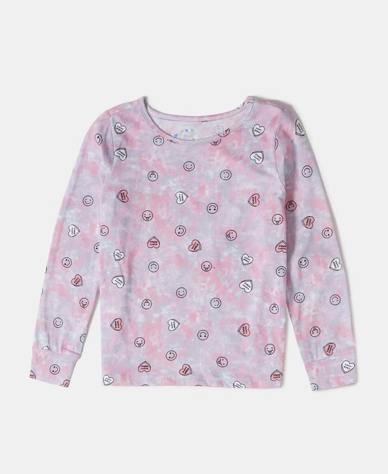 Super Combed Cotton Printed Full Sleeve T-Shirt and Pyjama Set - Flamingo Pink AOP-2