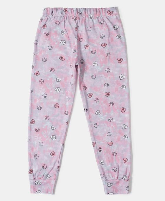 Super Combed Cotton Printed Full Sleeve T-Shirt and Pyjama Set - Flamingo Pink AOP-5