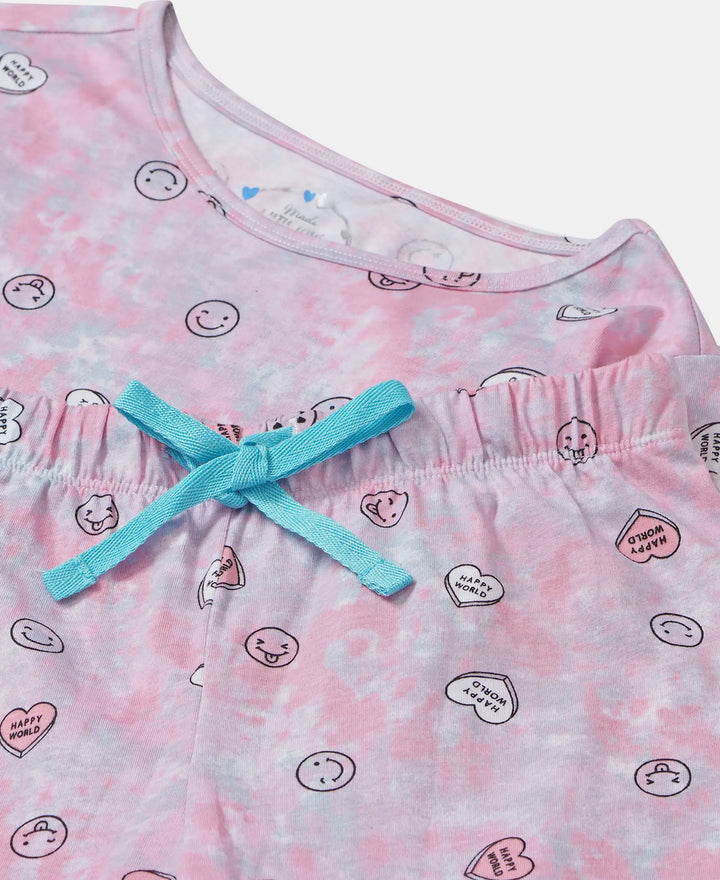 Super Combed Cotton Printed Full Sleeve T-Shirt and Pyjama Set - Flamingo Pink AOP-6