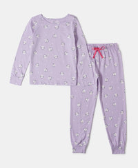 Super Combed Cotton Printed Full Sleeve T-Shirt and Pyjama Set - Lavendula-1