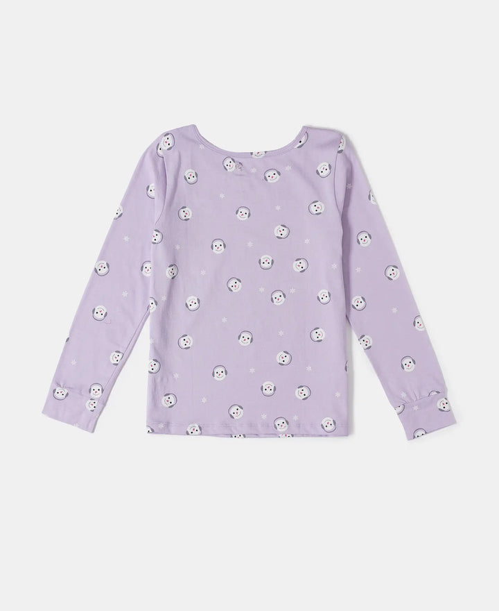 Super Combed Cotton Printed Full Sleeve T-Shirt and Pyjama Set - Lavendula-3