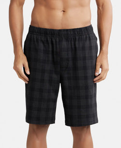 Super Combed Cotton Elastane Stretch Regular Fit Shorts with Side Pockets - Black-1