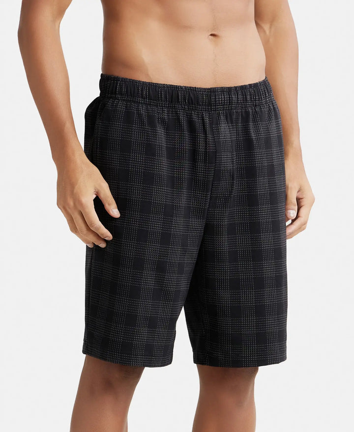 Super Combed Cotton Elastane Stretch Regular Fit Shorts with Side Pockets - Black-2