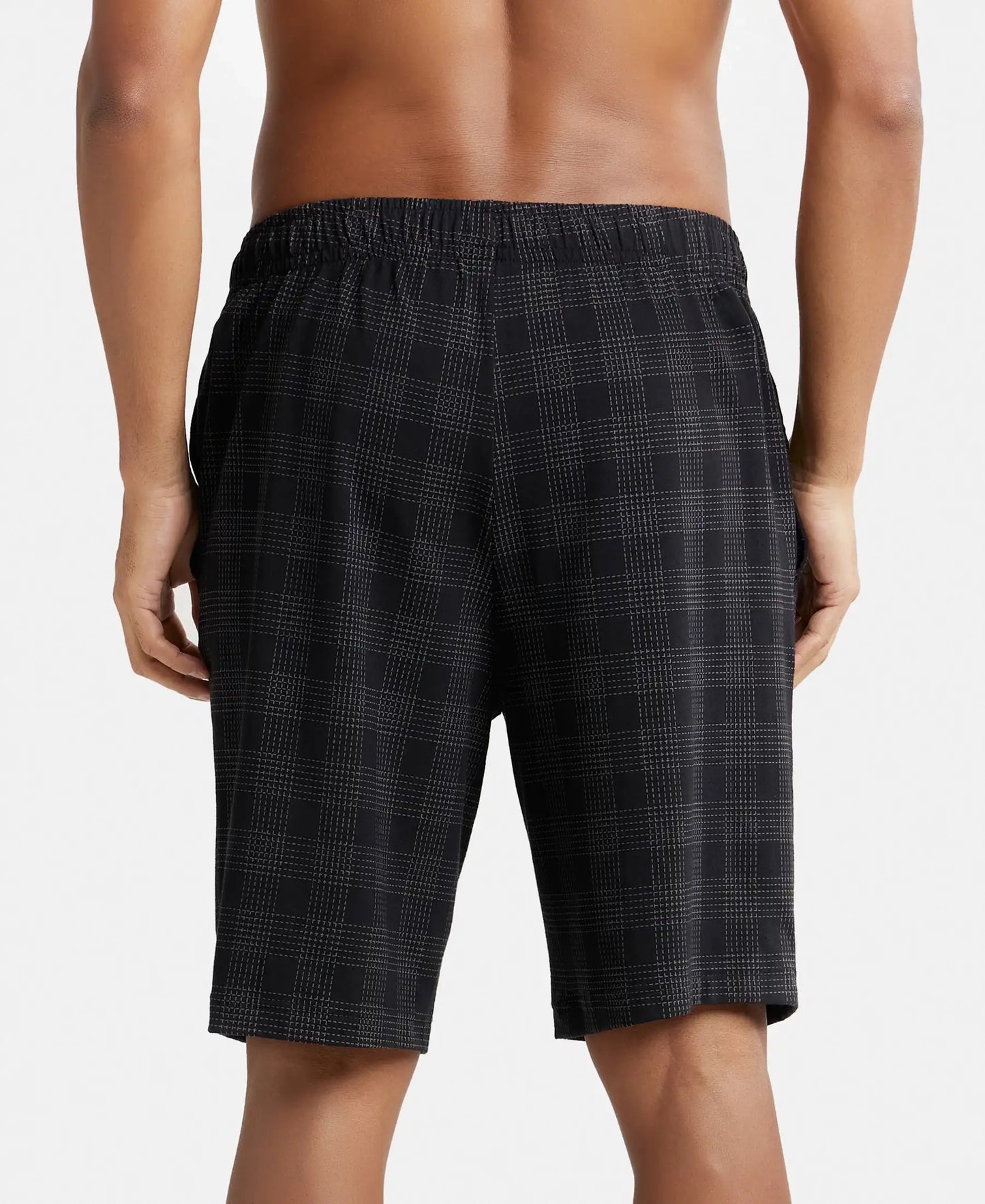 Super Combed Cotton Elastane Stretch Regular Fit Shorts with Side Pockets - Black-3