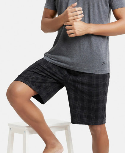 Super Combed Cotton Elastane Stretch Regular Fit Shorts with Side Pockets - Black-5