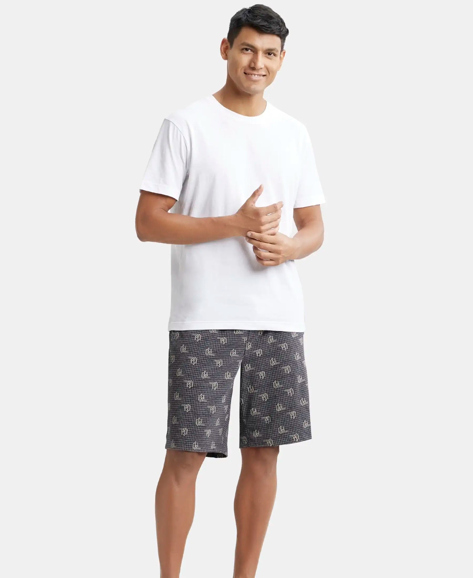 Super Combed Cotton Elastane Stretch Regular Fit Shorts with Side Pockets - Graphite-4