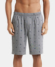 Super Combed Cotton Elastane Stretch Regular Fit Shorts with Side Pockets - Mid Grey Melange-1