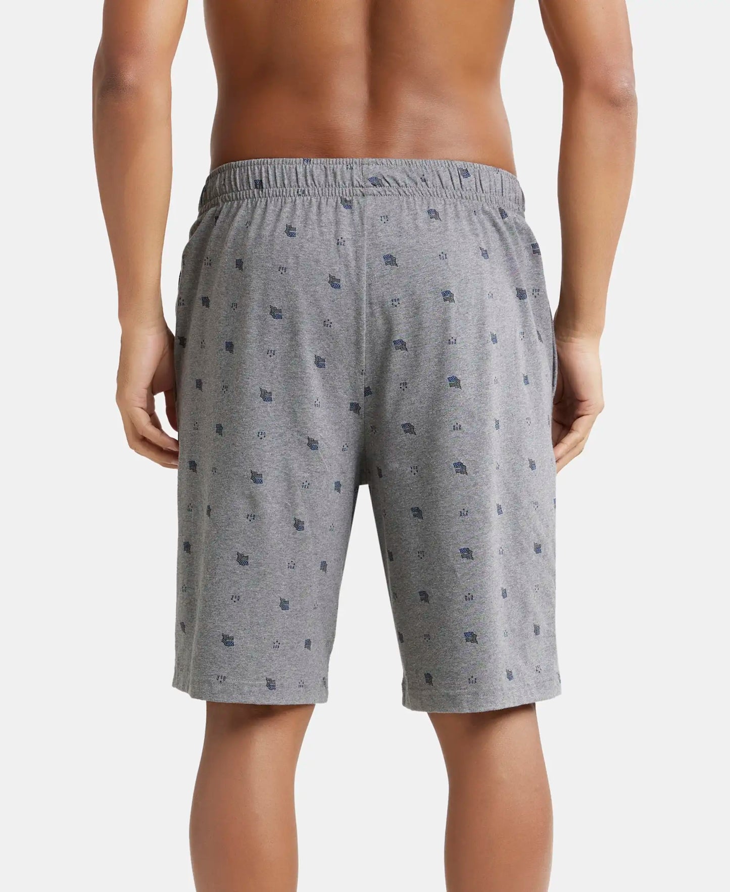 Super Combed Cotton Elastane Stretch Regular Fit Shorts with Side Pockets - Mid Grey Melange-3