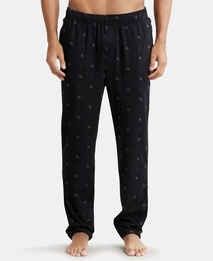 Super Combed Cotton Elastane Stretch Regular Fit Pyjama with Inner Drawstring - Black-1