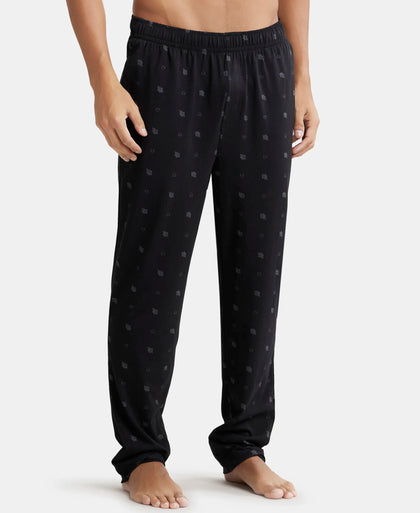 Super Combed Cotton Elastane Stretch Regular Fit Pyjama with Inner Drawstring - Black-2