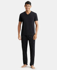 Super Combed Cotton Elastane Stretch Regular Fit Pyjama with Inner Drawstring - Black-4