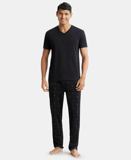 Super Combed Cotton Elastane Stretch Regular Fit Pyjama with Inner Drawstring - Black-4