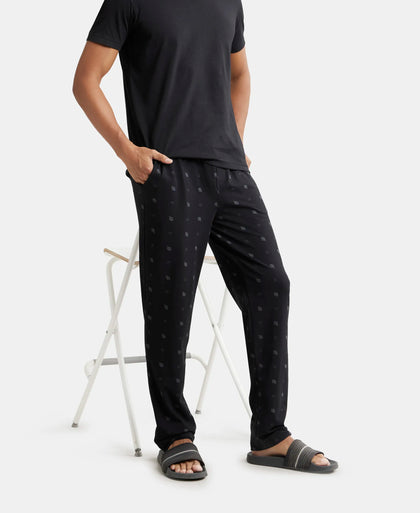 Super Combed Cotton Elastane Stretch Regular Fit Pyjama with Inner Drawstring - Black-5