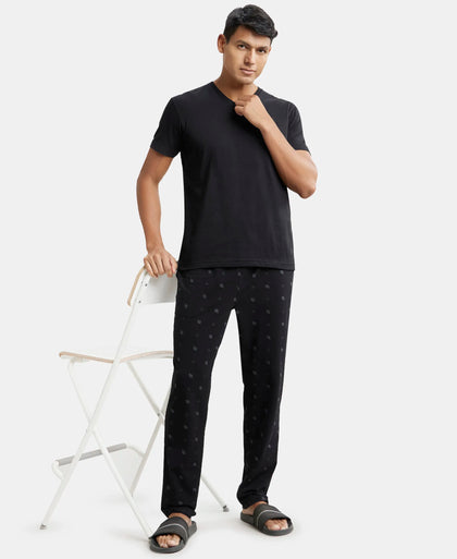 Super Combed Cotton Elastane Stretch Regular Fit Pyjama with Inner Drawstring - Black-6
