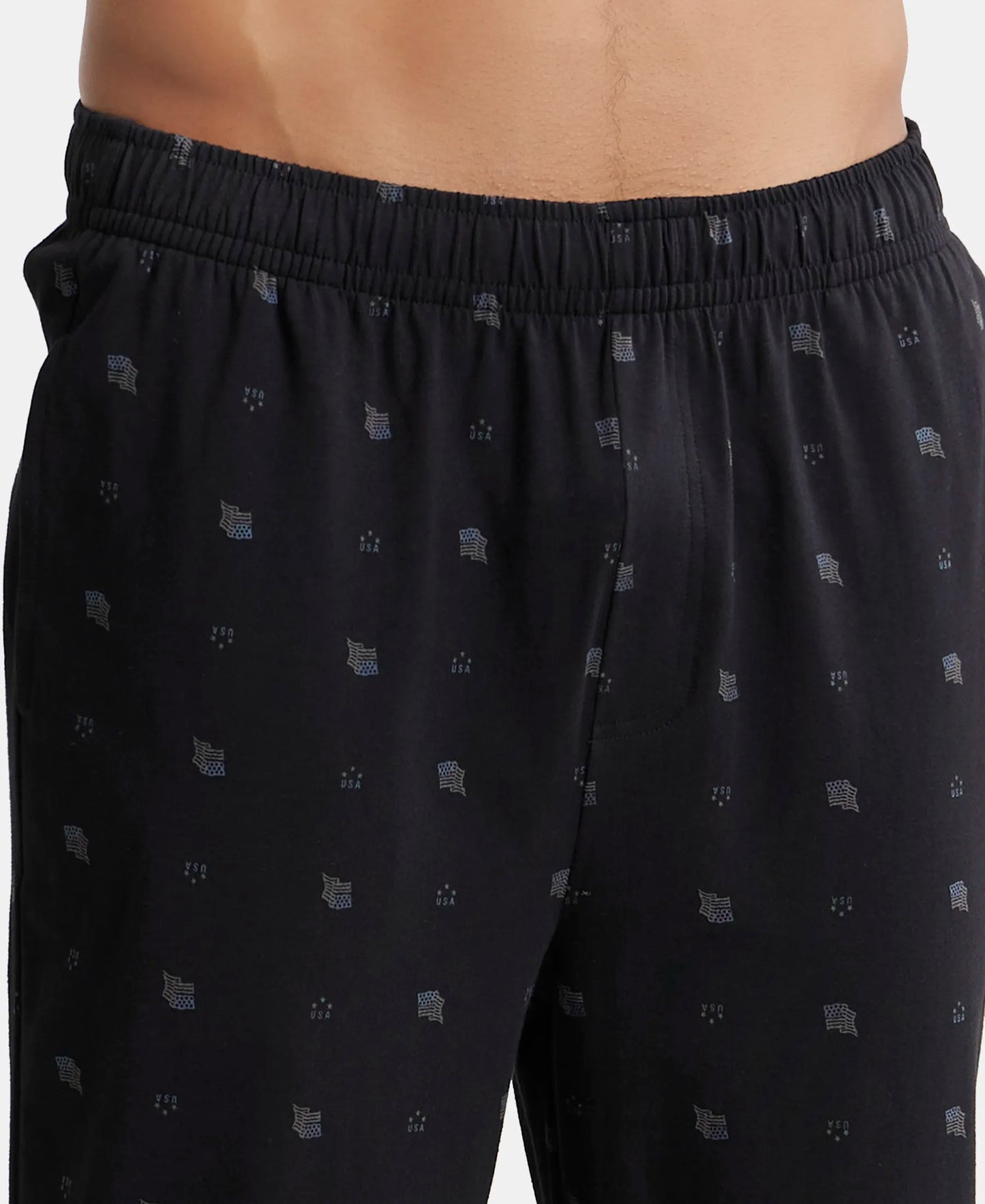 Super Combed Cotton Elastane Stretch Regular Fit Pyjama with Inner Drawstring - Black-7
