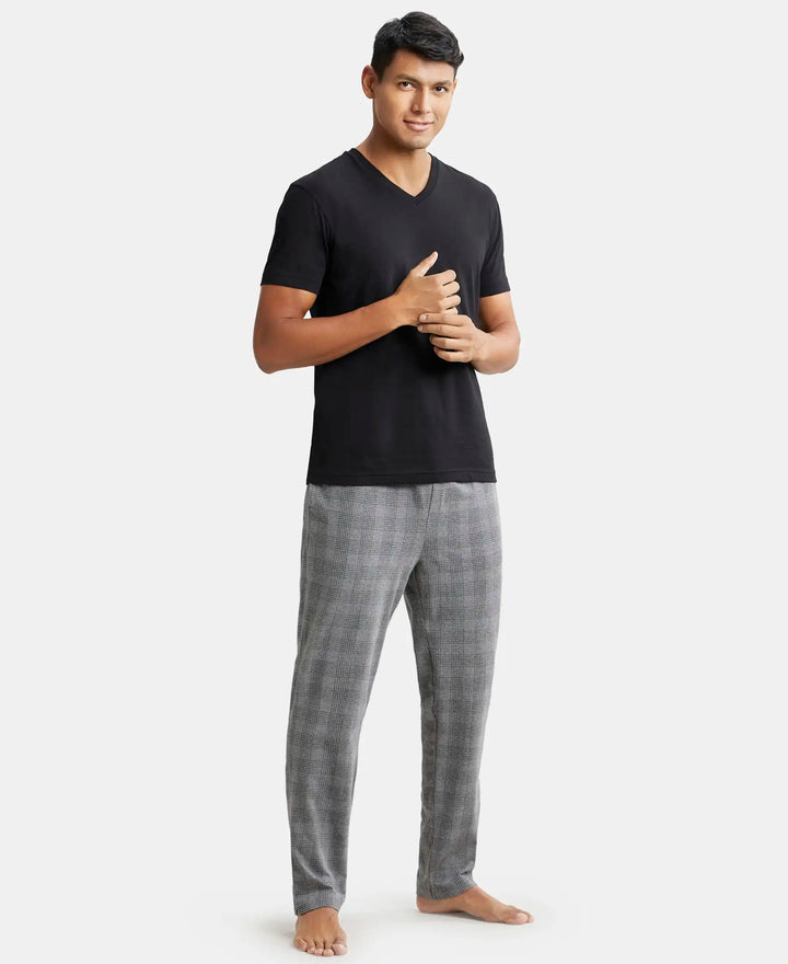 Super Combed Cotton Elastane Stretch Regular Fit Pyjama with Inner Drawstring - Mid Grey Melange-4