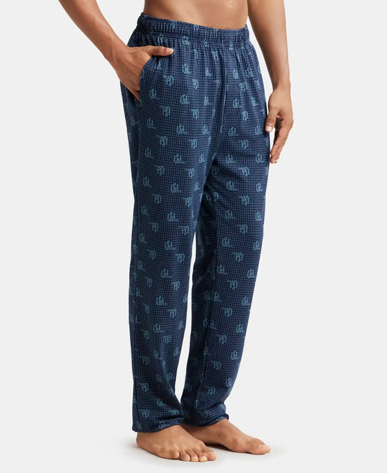 Super Combed Cotton Elastane Stretch Regular Fit Pyjama with Inner Drawstring - Navy-2