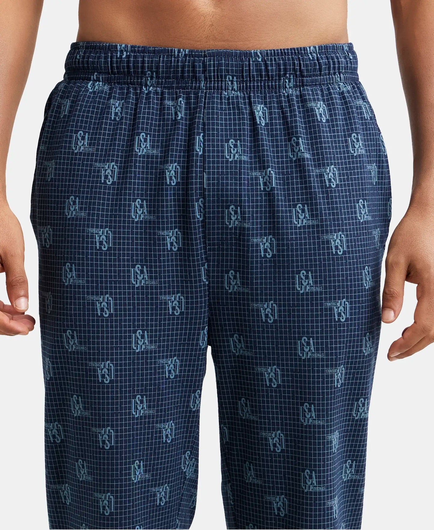 Super Combed Cotton Elastane Stretch Regular Fit Pyjama with Inner Drawstring - Navy-6