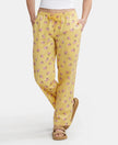Super Combed Cotton Woven Fabric Relaxed Fit Striped Pyjama with Side Pockets - Banana Cream Assorted Checks-1