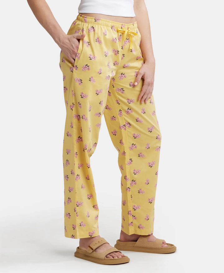 Super Combed Cotton Woven Fabric Relaxed Fit Striped Pyjama with Side Pockets - Banana Cream Assorted Checks-2
