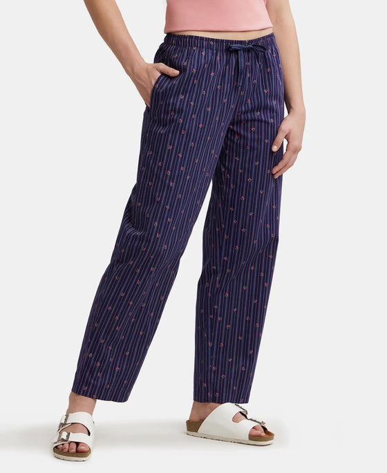 Super Combed Cotton Woven Fabric Relaxed Fit Striped Pyjama with Side Pockets - Classic Navy Assorted Checks-2
