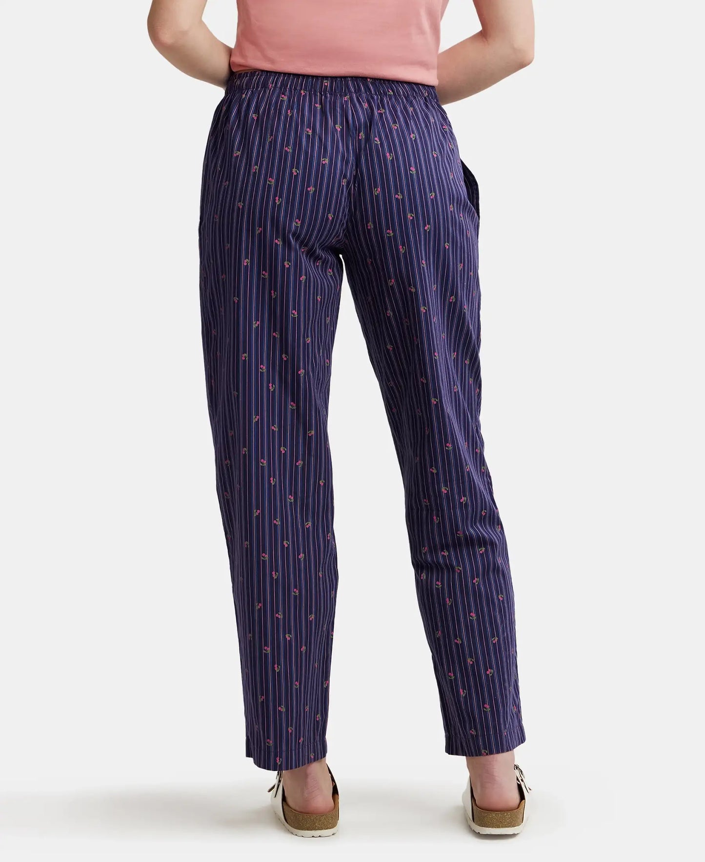 Super Combed Cotton Woven Fabric Relaxed Fit Striped Pyjama with Side Pockets - Classic Navy Assorted Checks-3