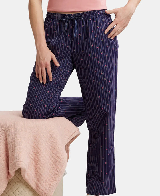Super Combed Cotton Woven Fabric Relaxed Fit Striped Pyjama with Side Pockets - Classic Navy Assorted Checks-5