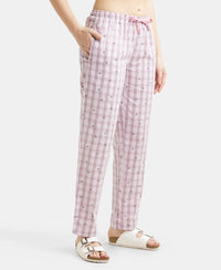 Super Combed Cotton Woven Fabric Relaxed Fit Striped Pyjama with Side Pockets - Old Rose Assorted Checks-2
