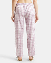 Super Combed Cotton Woven Fabric Relaxed Fit Striped Pyjama with Side Pockets - Old Rose Assorted Checks-3
