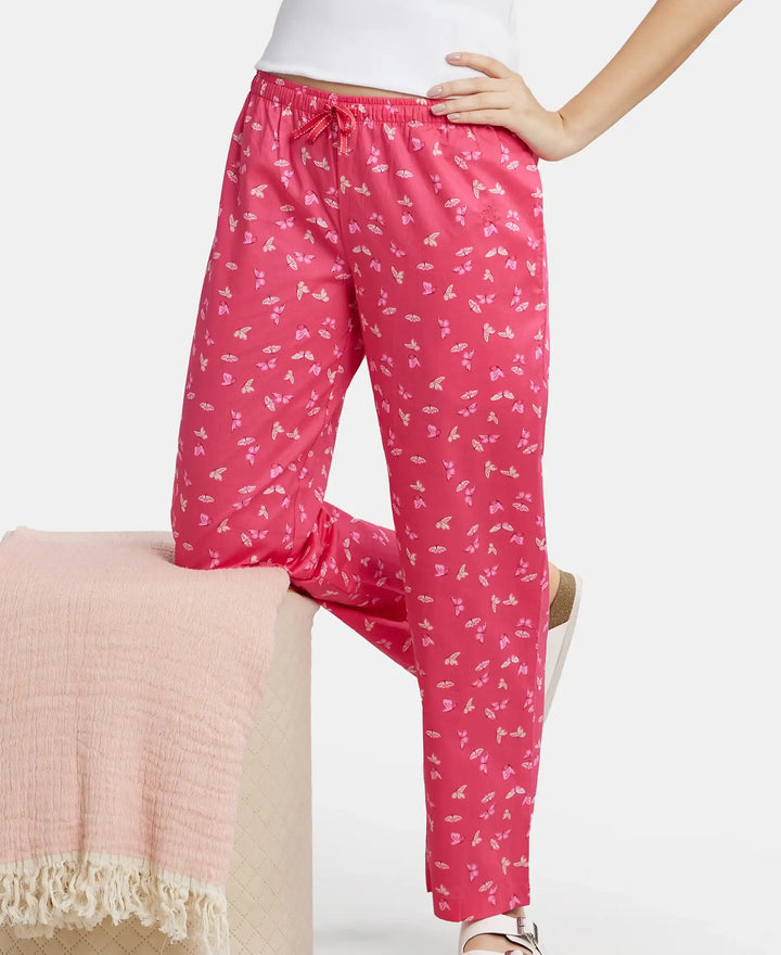Super Combed Cotton Woven Fabric Relaxed Fit Striped Pyjama with Side Pockets - Ruby Assorted Checks-5