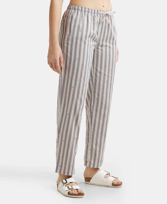 Super Combed Cotton Woven Fabric Relaxed Fit Striped Pyjama with Side Pockets - Vapour Blue Assorted Checks-2
