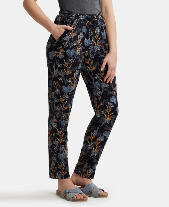 Micro Modal Cotton Relaxed Fit Printed Pyjama with Side Pockets - Black Assorted Prints-2