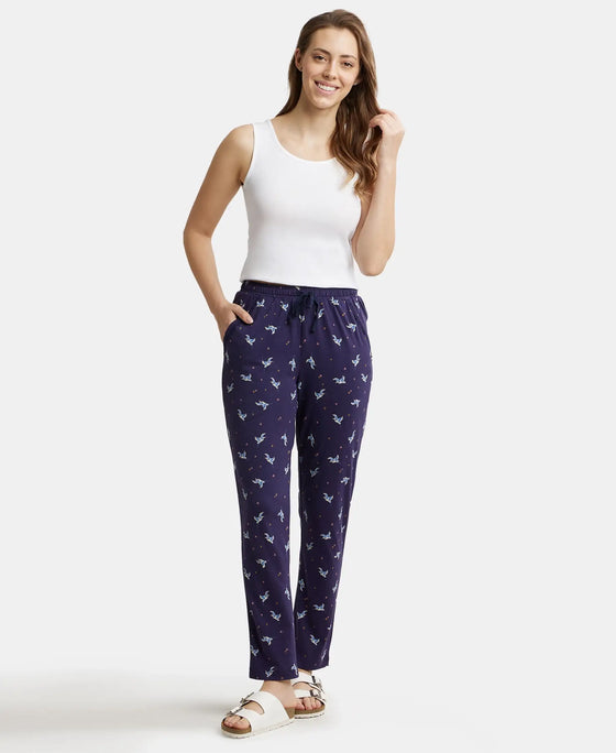 Micro Modal Cotton Relaxed Fit Printed Pyjama with Side Pockets - Classic Navy Assorted Prints-4