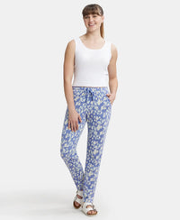 Micro Modal Cotton Relaxed Fit Printed Pyjama with Side Pockets - Iris Blue Assorted Prints-4