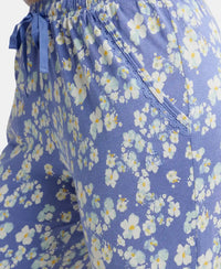 Micro Modal Cotton Relaxed Fit Printed Pyjama with Side Pockets - Iris Blue Assorted Prints-6