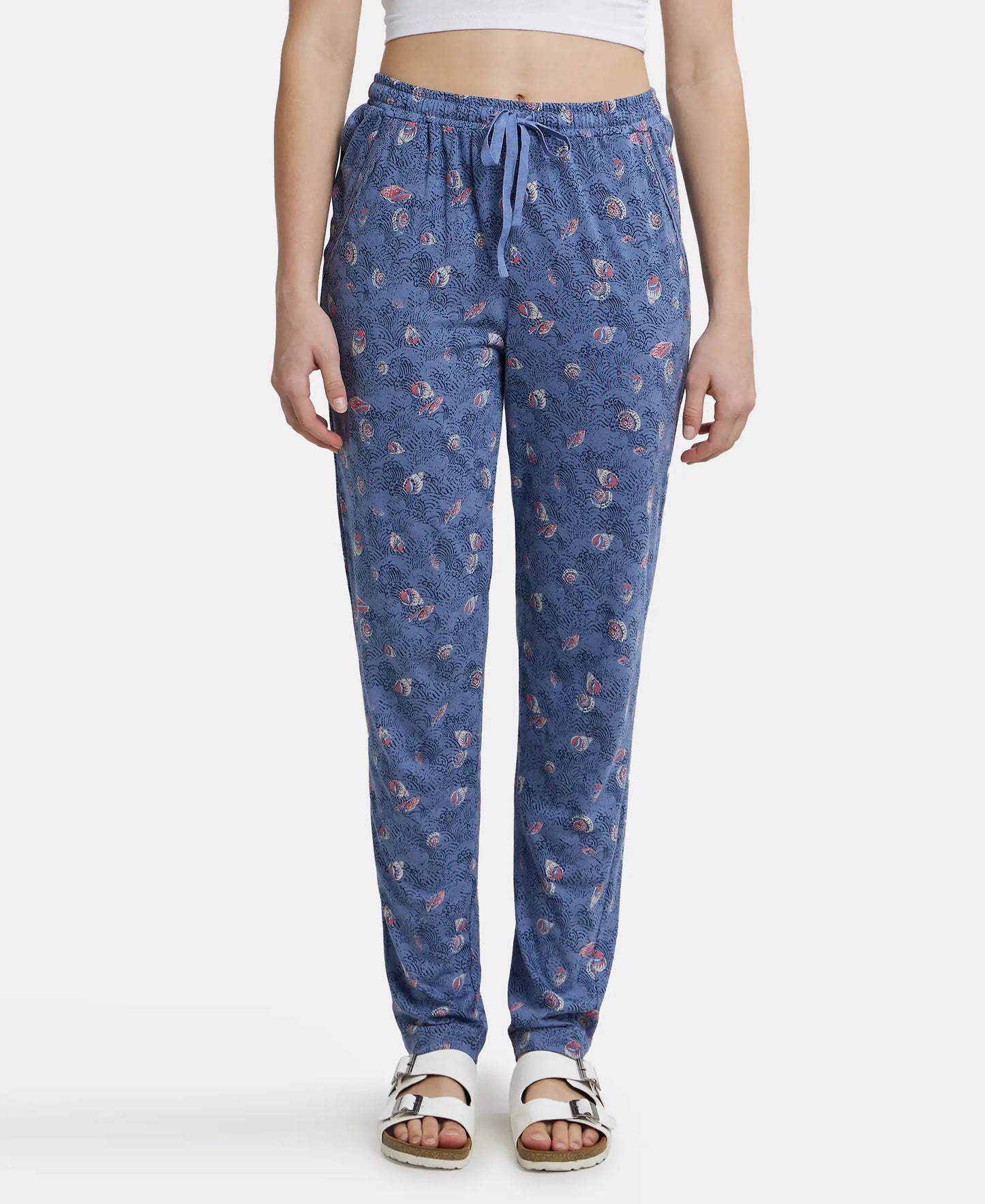 Micro Modal Cotton Relaxed Fit Printed Pyjama with Side Pockets - Infinity Blue-1