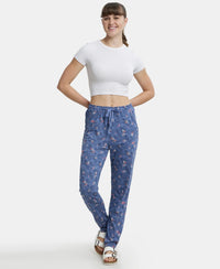 Micro Modal Cotton Relaxed Fit Printed Pyjama with Side Pockets - Infinity Blue-4
