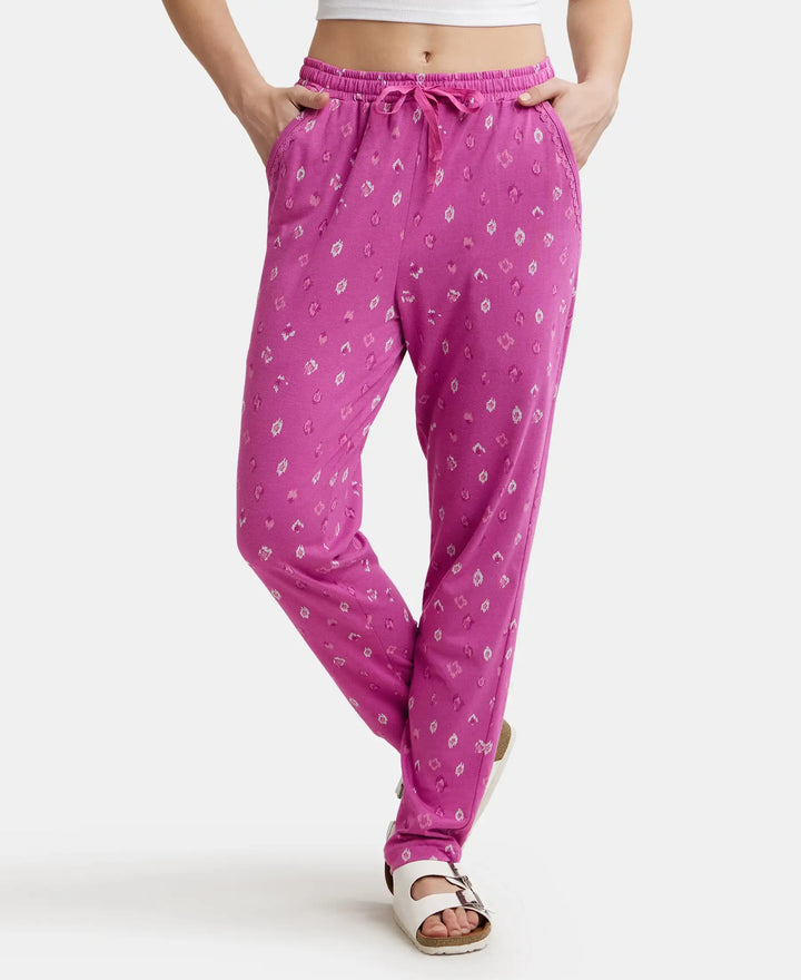 Micro Modal Cotton Relaxed Fit Printed Pyjama with Side Pockets - Lavender Scent Assorted Prints-1