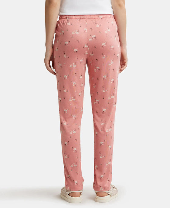 Micro Modal Cotton Relaxed Fit Printed Pyjama with Side Pockets - Peach Blossom Assorted Prints-3