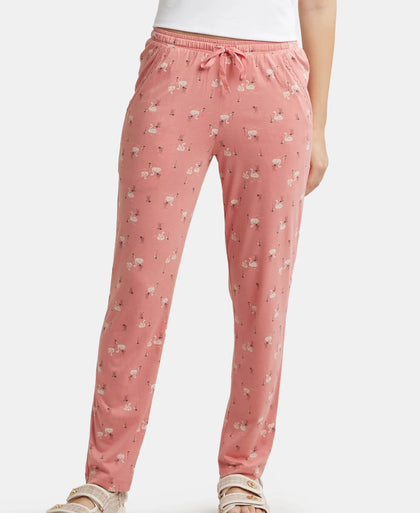 Micro Modal Cotton Relaxed Fit Printed Pyjama with Side Pockets - Peach Blossom Assorted Prints-5